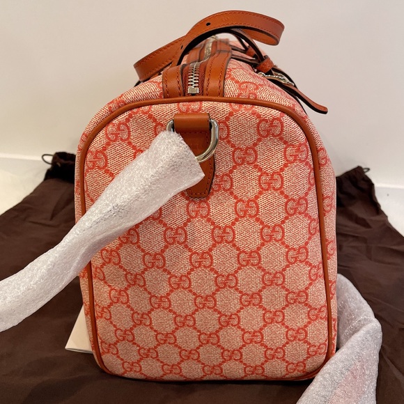 Gucci 322231 nice GG Supreme canvas boston bag Orange - Picture 5 of 11
